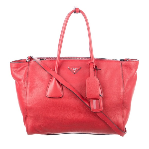 PRADA Handbag Tote Red Large - Picture 1 of 17